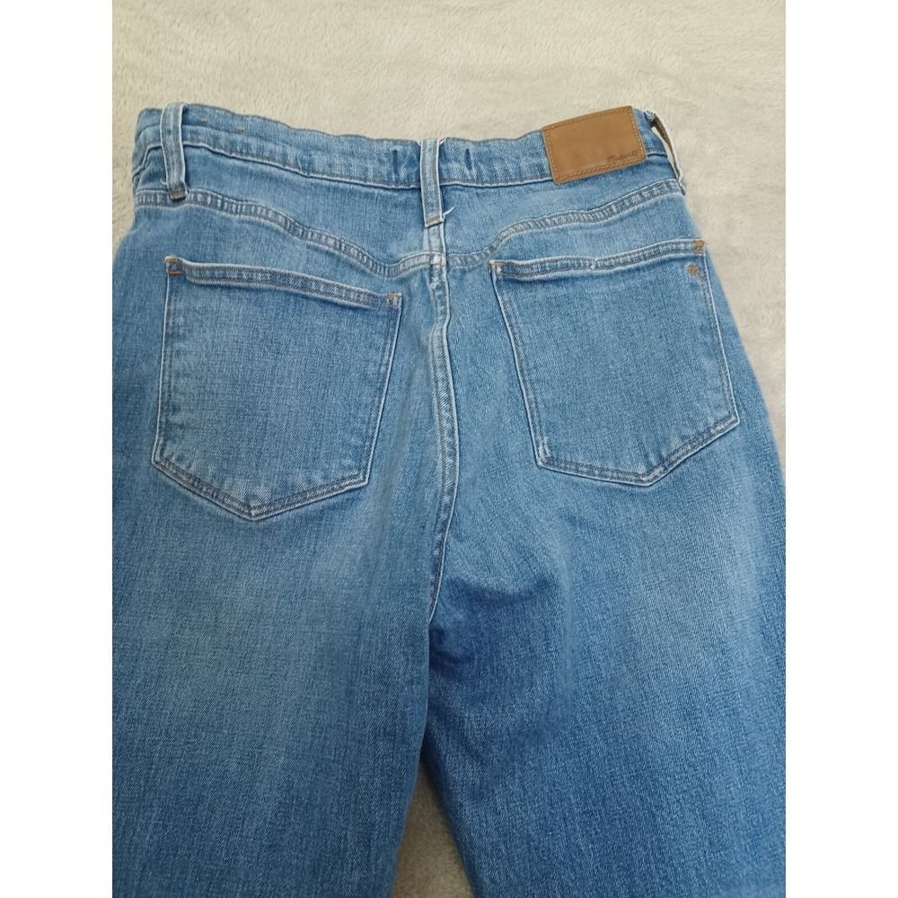 Madewell Jeans Sz 27 High Rise Slim Straight Crop Boyjean Fray Raw Hem Stretch - Picture 4 of 14